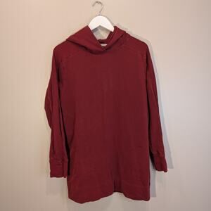 Peruvian Connection Tunic Hoodie Maroon Fall Lagenlook Cottage Core - Size M